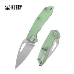 Couteau Pliant Kubey Coeus Lame 14C28N Stonewash Drop Point Manche G10 Jade Linerlock KUB122V