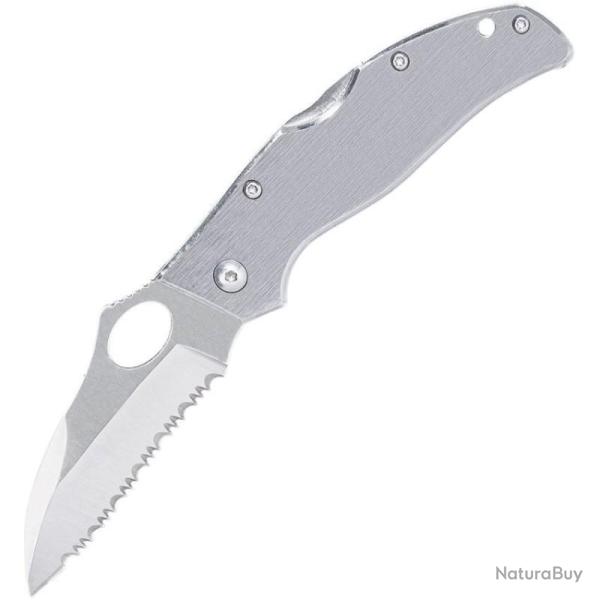 Couteau Roper Knives Flash Lockback Lame 8Cr13MoV Full Serrated Manche Inox Brosse Lockback RP0010S
