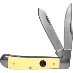 Couteau de Poche Roper Knives Pecos Trapper Lame 1065 Manche Delrin Jaune Slip Joint RP0008CYD