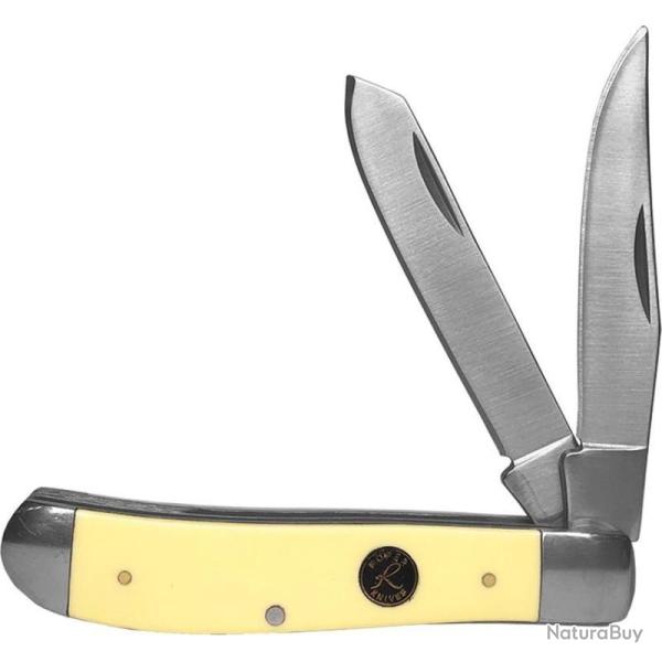 Couteau de Poche Roper Knives Pecos Trapper Lame 1065 Manche Delrin Jaune Slip Joint RP0008CYD