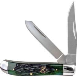 Couteau de Poche Roper Knives Trapper Lame 1065 Manche Os Jigged Vert Slip Joint RP0008CGB