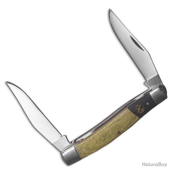 Couteau de Poche Roper Knives Rattler Muskrat Lame 1065 Manche Micarta Noir Vert RP0007CMG