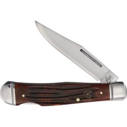 Couteau de Poche Roper Knives Lockback Trapper Lame 1065 Manche Os jigged brun Pocket Clip RP0005CBB