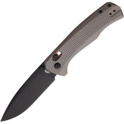 Couteau ABKT Tac Interlace Lame D2 Noire Drop Point Manche Aluminium Gris Orange Slide Lock AB1028H
