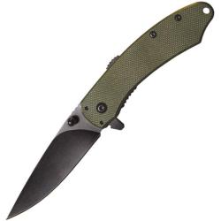 Couteau ABKT Tac Ember Lame Acier 8Cr13MoV Noire Assisted Opening Manche G10 Vert Linerlock AB067G