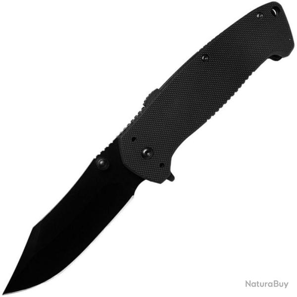 Couteau ABKT Tac Night Tracer Lame Acier Inox Noire Assisted Opening Manche G10 Noir Linerlock AB060
