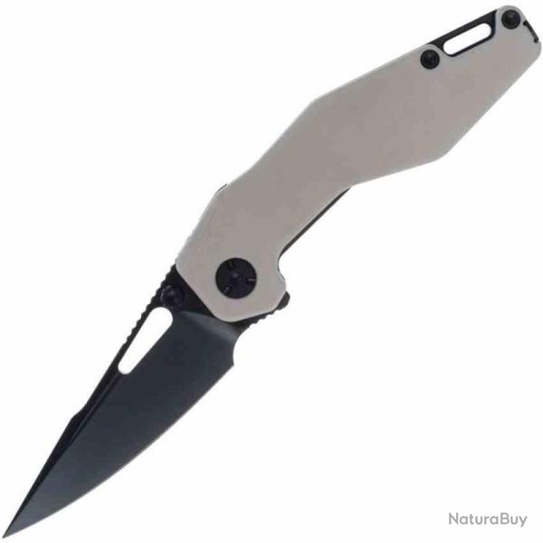 Couteau Ketuo Woody Lame Acier 14C28N Drop Point Black PVD Manche G10 Blanc Liner Lock KETM0116