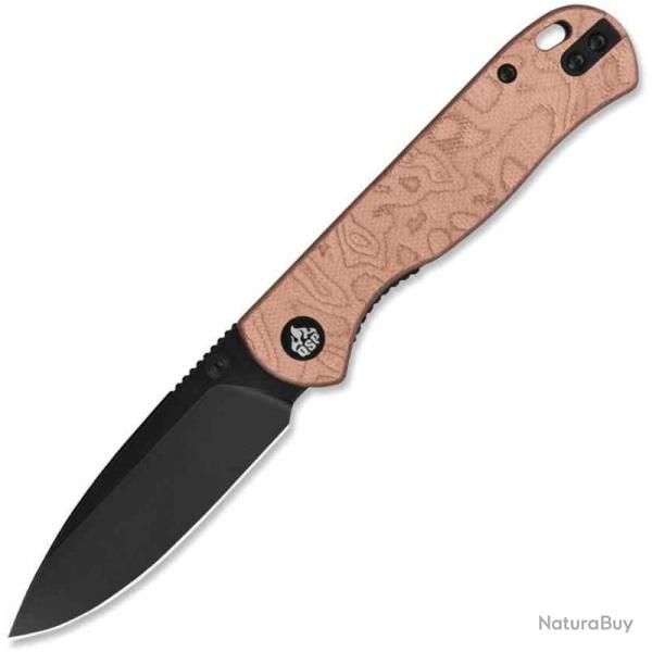 Couteau QSP Ferret Lame Acier Nitro-V Manche FCarbone & Feuilles de Cuivre Liner Lock QS170E2