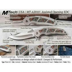 Couteau MTech Linerlock A/O Lame Acier 3Cr13 Manche Alu & Fibre de Carbone Rouge MTA2010RD