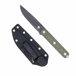 Couteau CobraTec Outdoor Warrior Lame Drop Point Acier D2 Black Manche G10 Vert Etui CBTOWODGDNS