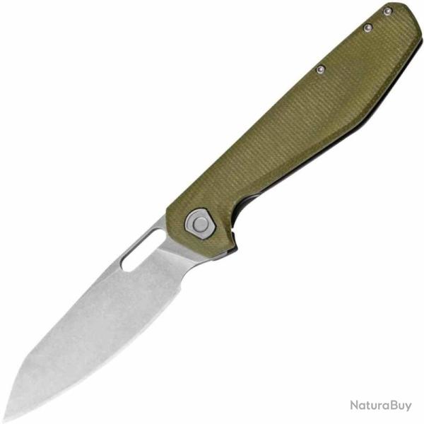 Couteau Gerber Slimsada Lame Drop Point Acier D2 Stonewash Manche Micarta Vert Frame Lock G4124
