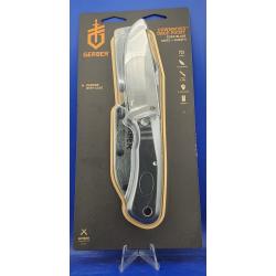 Couteau Gerber Downwind Drop Point Lame Acier 7Cr17MoV Manche G10 Gris/Noir Etui Gray Canvas G3929