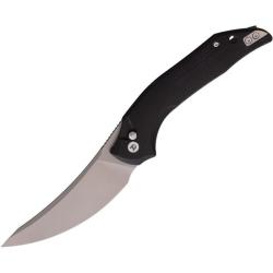 Couteau Dreamtech Lame Upswept Acier D2 Bead Blast Manche G10 Noir Button Lock DTK3052GB