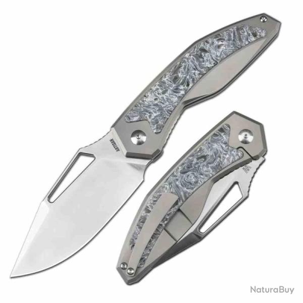 Couteau Artisan Cutlery Fragarach Lame Acier S90V Poli Manche Titane/FatCarbon Polar ATZ1879GDM