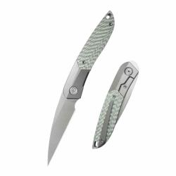 Couteau KB Spike Lame Drop Point Acier M390 Bead Blast Manche Titane Gris/FCarbone Frame KUB406A