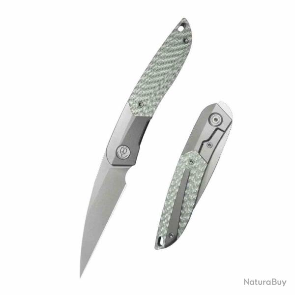Couteau KB Spike Lame Drop Point Acier M390 Bead Blast Manche Titane Gris/FCarbone Frame KUB406A