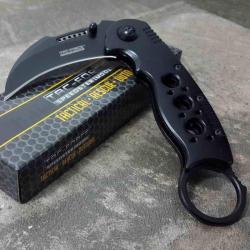 Lot de 2 Couteau Tac-Force Karambit A/O Lame Acier 3Cr13 Black Manche Alu Linerlock TF534BK