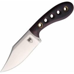 Couteau CobraTec Pocket Bowie Lame Acier D2 SW Manche Micarta Noir et Rouge &Eacute;tui Cuir CBTPBWMC