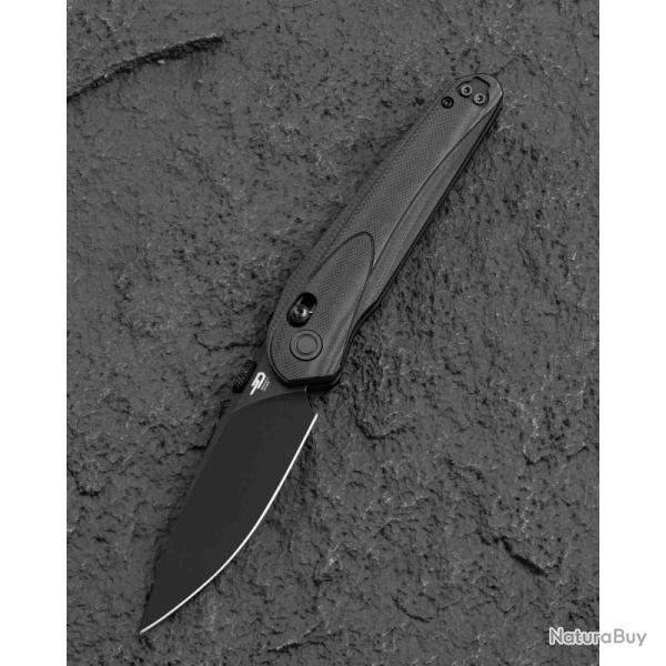 Couteau Bestech Knives Mothus Lame Drop Point Acier 14C28N Manche G10 Noir Bar Lock BTKG67G