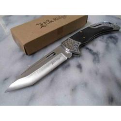 Couteau De Poche Elk Ridge Lame Tanto Acier 3Cr13 Manche Pakkawood Back Lock ER2028GY