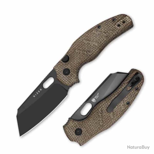 Couteau Kizer C01C 2.9 BS Lame Ultra Sheepsfoot Acier Elmax Manche Brown Micarta KI348829BSA2