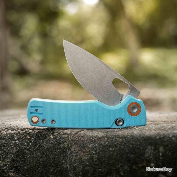 Couteau Vosteed Porcupine Lame Acier 14C28N Manche G10 Sky Blue Top Liner VOSA2608