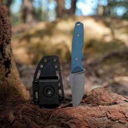 Couteau de Bushcraft Lame Acier Nitro-V Manche G10 Blue Etui Kydex VOSD0405