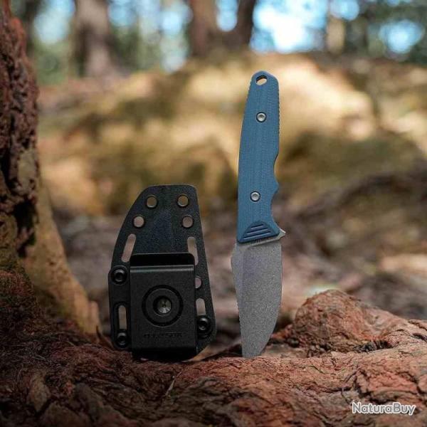 Couteau de Bushcraft Lame Acier Nitro-V Manche G10 Blue Etui Kydex VOSD0405
