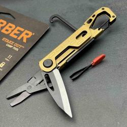 Outil Multifonctions 11-en-1 Gerber Stake Out Lame Acier Wharncliffe Manche Champagne G1744