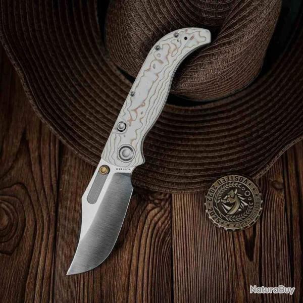 Couteau Vosteed Naga Lame Acier S35VN Manche Bamboo Micarta Top Liner Lock IKBS VOSA3906