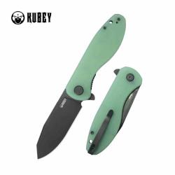 Couteau Kubey Master Chief Reverse Tanto Lame Acier 14C28N Blackwash Manche G10 Jade IKBS KUB358Q