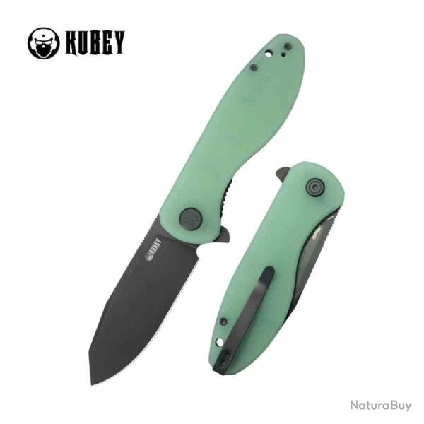 Couteau Kubey Master Chief Reverse Tanto Lame Acier 14C28N Blackwash Manche G10 Jade IKBS KUB358Q