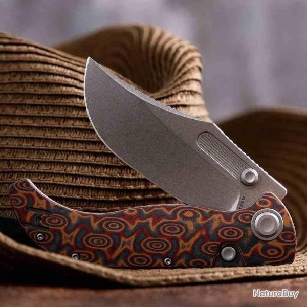 Couteau Vosteed Naga Lame Acier S35VN Manche Raindrop Micarta Top Liner Lock IKBS VOSA3904
