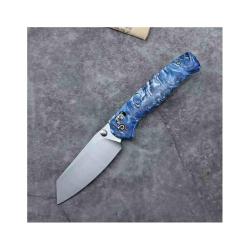 Couteau Defcon Artifact Blue/white Lame Acier 14C28N Sheepfoot Manche R&eacute;sine Axis Lock TD024BLWT