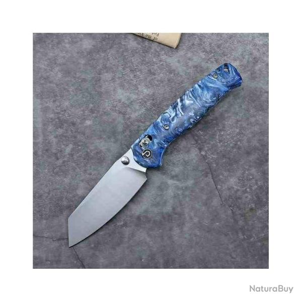 Couteau Defcon Artifact Blue/white Lame Acier 14C28N Sheepfoot Manche R�sine Axis Lock TD024BLWT