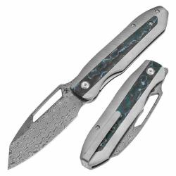 Couteau Kansept Thunderhead Damas Manche N/A Titane / Fibre de Carbone Frame Lock K1106A5
