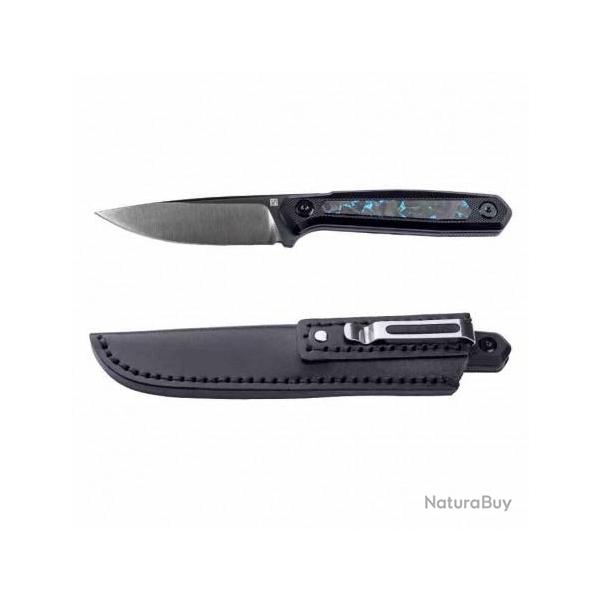 Couteau Real Steel Dex Apex Lame Acier M390 Manche Carbone & Blue G10 �tui Kydex RS3501FB