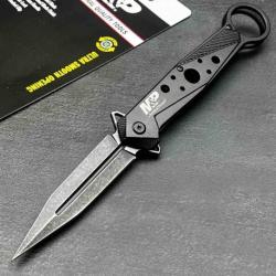 Couteau Tactical Smith&Wesson M&P Lame Acier Inox Poign&eacute;e Aluminium Noir Linerlock Clip SWP1105621