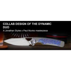 Couteau Kizer Ara Lame Drop Point Acier S45VN Manche Titane & Purple Snowflake Titane Ki3729A3