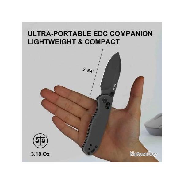 Couteau Kizer Drop Bear 2 Black Clutch Lock Lame Acier Nitro-V Manche Alu Clip KIV36192KD2