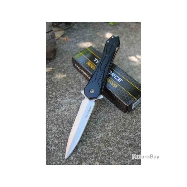 Lot de 3 Couteau Tac Force Semi Automatique Lame Inox Manche Alu Brise Vitres Linerlock TF2003BK