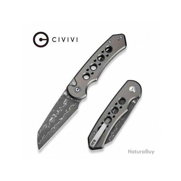 Couteau Civivi Pragma Prime Damas Button Lock Lame Damas Wharncliffe Manche Alu KIVT CIVC24067DS1
