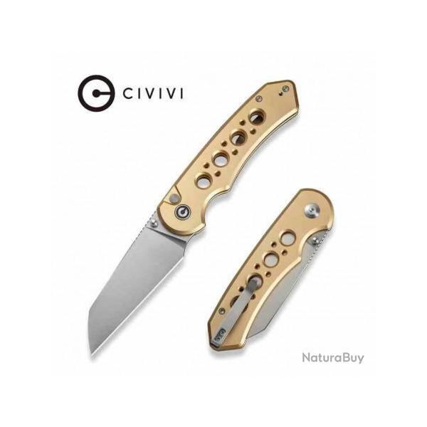 Couteau Civivi Pragma Prime Champagne Button Lock Lame Wharncliffe Acier 14C28N CIVC240673