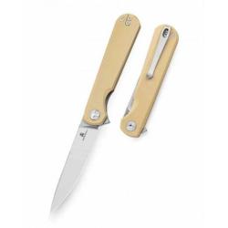 Couteau BESTECHMAN Flick Khaki Lame Drop Point SW Acier D2 Manche G10 Liner Lock KIVT Clip BTKMK13C