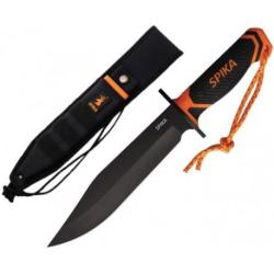 Couteau Bowie SPIKA Command Lame Acier 420 Noire Manche Orange/Noir Etui Nylon SPIKCMBW01B