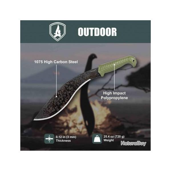 Kukkri Condor Terrakukri Army Green Lame Acier Carbone 1075 Manche & Etui ABS Salvador CTK286213AHC