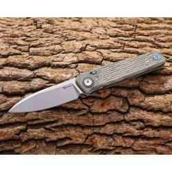 Couteau Reate Knives PL-6 Green/Black Lame Acier Nitro-V Manche Micarta Pivot Lock Clip REA184