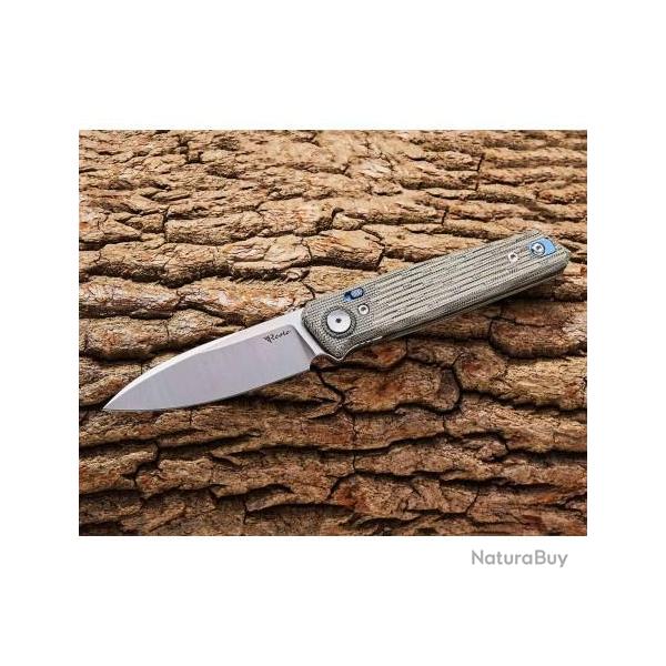 Couteau Reate Knives PL-6 Green/Black Lame Acier Nitro-V Manche Micarta Pivot Lock Clip REA184