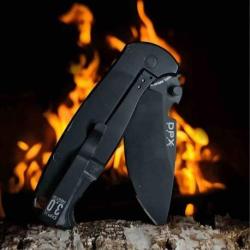 Couteau DPx Gear HEST/F 3.0 Triple Black Acier Sleipner Manche G10 Noir Titane Frame Lock DPXHSF305