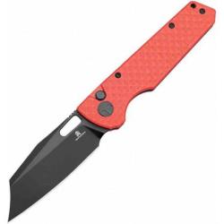 Couteau BESTECHMAN Guardian Red Lame Acier D2 Black Manche G10 Button Lock BTKMK11F